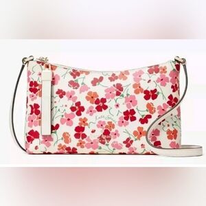 Kate Spade NY Sadie Sunny Floral  Crossbody Bag Cream w/Red & Pink Flower KG469